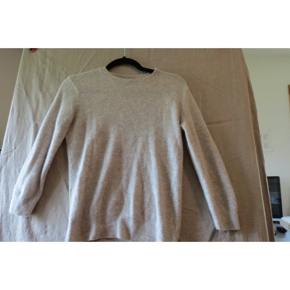 Theory 100% Cashmere Sweater Womens Small Light Gray Pebbled Knit